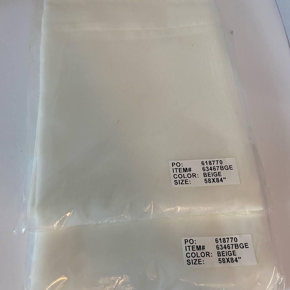 Sheer window curtains drapes 58x84 pocket rod 2 panels Beige.New in Package